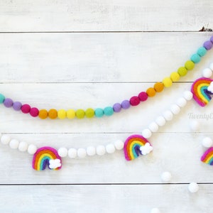 Felt Ball Garland - Rainbow Felt Garland, Rainbow Birthday, Kids Room Decor, Rainbow Garland, Rainbow Party Decor, Rainbow Felt Ball Garland