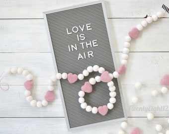 Valentines Felt Garland -Valentines Day Felt Ball Garland, Felt Ball Garland, Holiday Garland, Felt Ball Garland, Red Heart Garland, Banner
