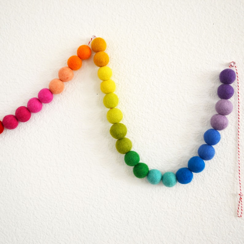 Rainbow Felt Ball Garland | Rainbow Banner | Rainbow Party Decor ...