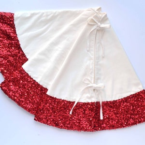 Christmas Tree Skirt - Velvet and Red Sequins - 50&quot; Tree Skirt, Velvet & Sequins Tree Skirt, Red Tree Skirt, Velvet Tree Skirt, Tree Skirt