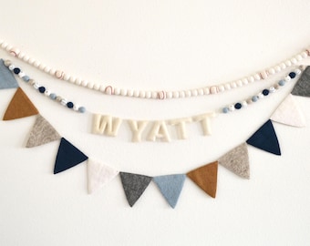 Felt Garland Personalized | Boys Name Garland | Boys Room Decor | Kids Bedroom | Felt Baseball Garland | Nursery Decor | Boys Felt Pennant