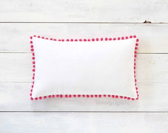 Magenta Pink Pom Pom Pillow Cover - Decorative Pillow, Throw Pillow, Pom Pom Pillow Cover, Pink Pillow, Girls Room Decor, Nursery Decor