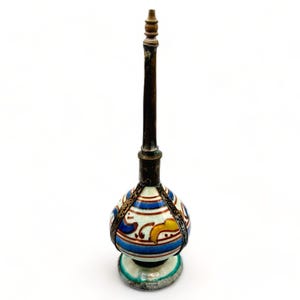Exquisite Moroccan Alpaca-Embellished Perfume Bottle - 9.25&quot; Tall