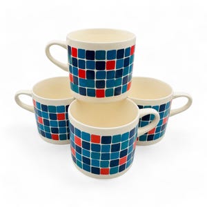 Juego de 4 tazas de café de estilo moderno de mediados de siglo de Melita, años 60