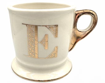 Anthropologie Monogrammed Mug – Gold Letter E, Coffee or Shaving