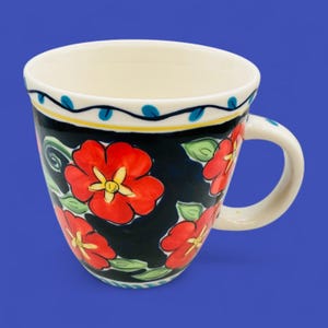 RARE Starbucks Barista Flower Coffee Mug 2002 Vintage Cup – Floral Colourful – Replacement Mug