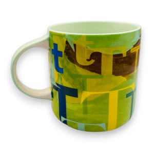 Anthropologie Letter Initial "T" Monogram Mug - Green Blue Yellow image 4