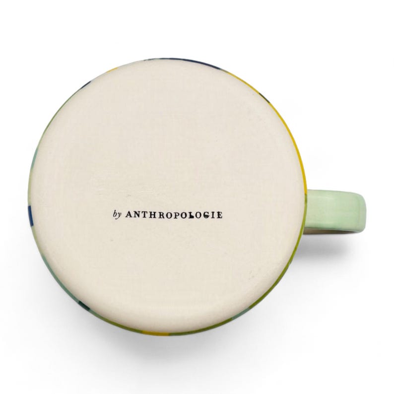 Anthropologie Letter Initial "T" Monogram Mug - Green Blue Yellow image 7