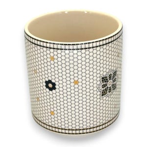 Anthropologie Elegant Monogram Initial J Coffee Mug - Stylish Black & White Bistro Tile Design