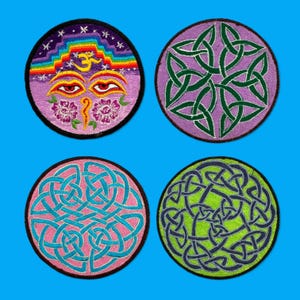 Embroidered Patches - Mystic Eyes or Celtic Knot - Color Variation] - Sew-On Applique!