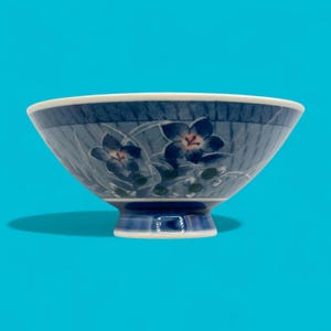Vintage Japanese Rice Bowl – Floral Blue & White Pattern