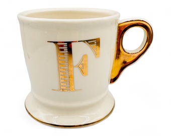 Anthropologie Mug - Monogrammed Gold Letter F Coffee or Shaving Mug