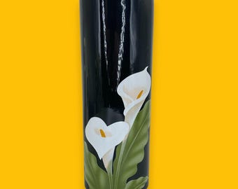Vintage Otagiri Japan Calla Lily Design Vase – 1980's Porcelain Black Vase