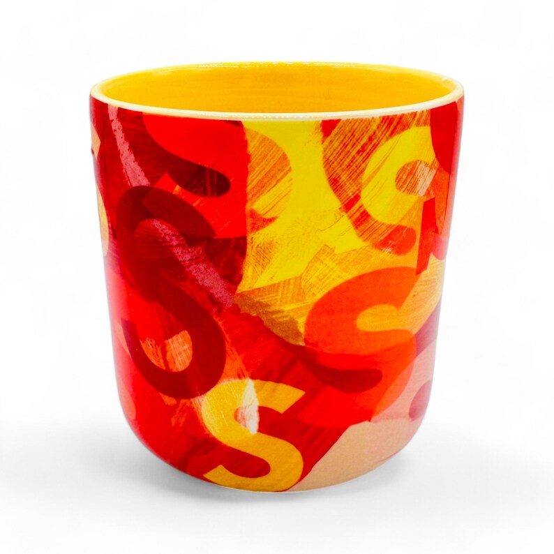 Vibrant 'S' Monogram Yellow and Red Anthropologie Coffee Mug image 5