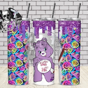 Talk Shit Get Hit Swear Bear 20 Unzen Sublimationsbecher Design PNG Instant Download