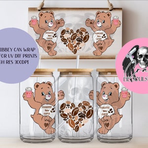Schwöre Bär Fickoffee vor dem Kaffee | 16oz Libbey Glas Dose | Sublimation | UV DTF Design | PNG Sofort Download