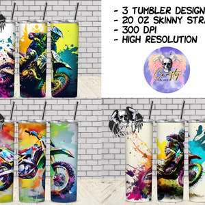 Dirt Bike Tumbler Wrap con colori vivaci e divertenti - 20oz" / Download digitale di alta qualità / Immagine digitale Tumbler