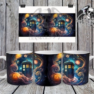 Dr. Who TARDIS Watercolor Galaxy 11oz Mug Design | Sublimation Digital Download |