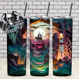 Leuchtturm Becher 20 oz Sublimation Design, Papier Quilling Becher, sofortiger digitaler Download
