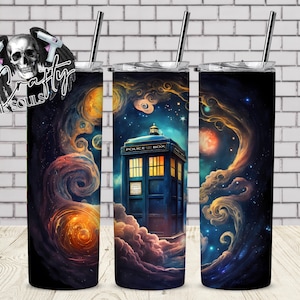 Dr. Who TARDIS Watercolor Galaxy 20oz Tumbler Design | Sublimation Digital Download |