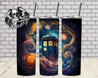 Dr. Who TARDIS Watercolor Galaxy 20oz Tumbler Design | Sublimation Digital Download |