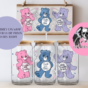 Swear Bear 16 Unzen Libbey Glasdosenverpackung | Sublimationsdruck | UV DTF Design |  PNG Sofortdownload
