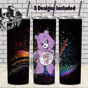 Swear Bear Rainbow Pack 3 Designs enthalten 20 Unzen Sublimationsbecher Design PNG Instant Download