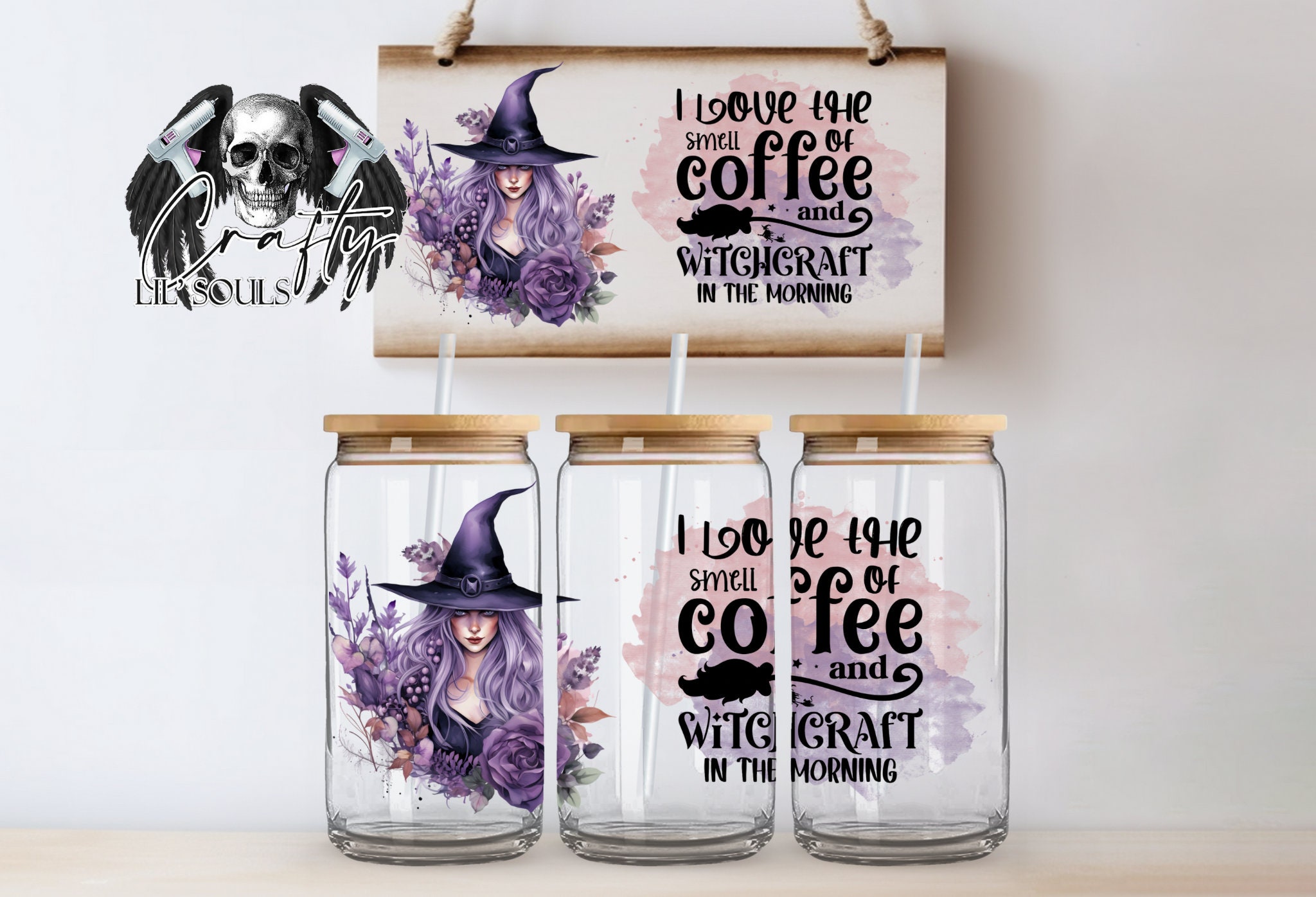 Coffee & Witchcraft | Witchy Vibes | 16oz Libbey Glass Can Wrap ...