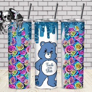 Fuck this Shit Blau Swear Bear 20 Unzen Sublimationsbecher Design PNG Instant Download