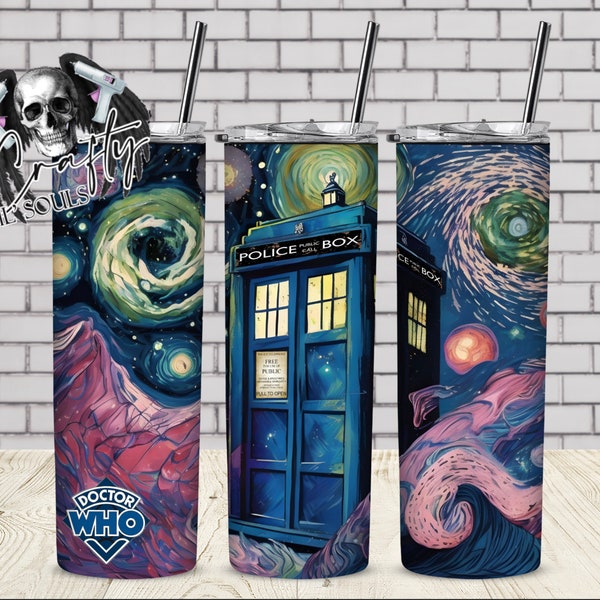 Dr. Who TARDIS Van Gogh Style  20oz Tumbler Design | Sublimation Digital Download |