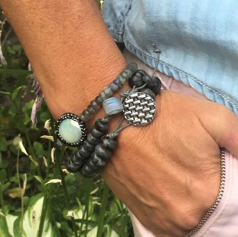 Labradorite Crystal Bracelet Trio for a Positive Change in Your Life