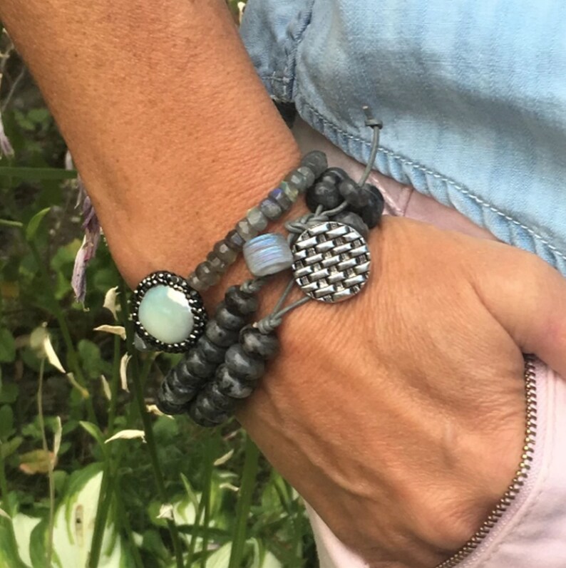 Labradorite Crystal Bracelet Trio for a Positive Change in Your Life