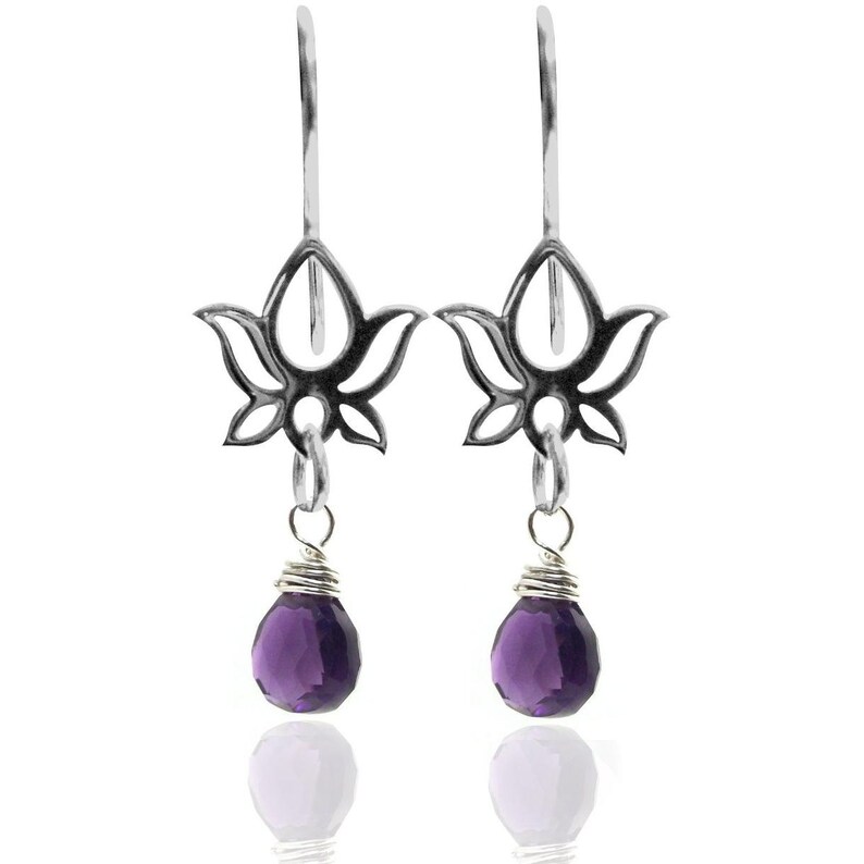 Antique Blue Lotus Silver Earrings main image 0