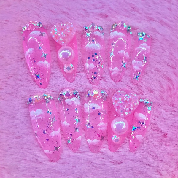 Pink Cloud Jelly Translucent Press On Nails