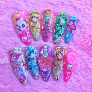 PreCure Smile/GlitterForce anime Inspired Nails