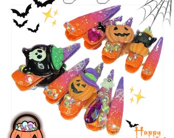 Halloween Kawaii Pumpkin Junk Press On Nails