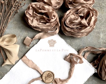 Rose Gold hand dyed Silk Ribbon, Hand dyed Silk Ribbon, Bouquet Silk Ribbon, Silk Ribbon, Paper Styling Silk Ribbon, Rose Gold Ribbon, Rose