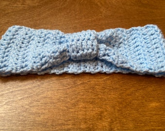 Light Blue Handmade crochet ear warmer headband