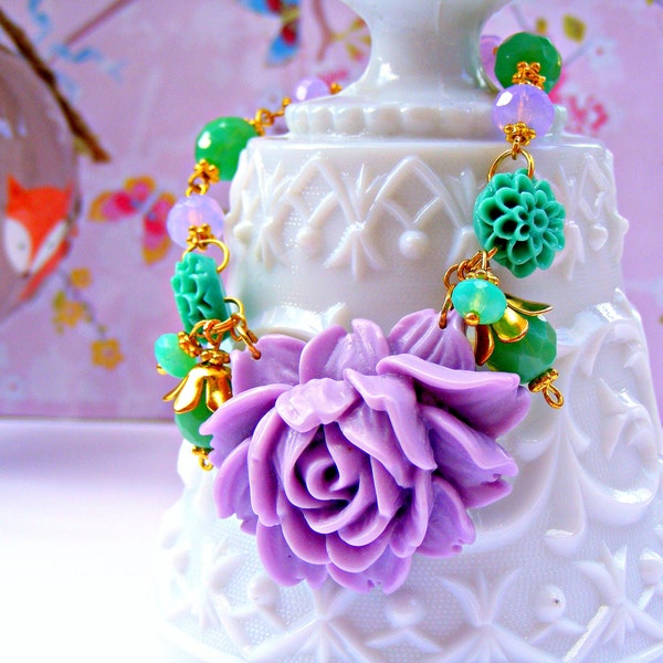 Aqua lila Flower Armband, Lotus Flower Armband, Aqua Armband lila Floral Armband lila Schmuck, Lotus Schmuck, Aqua Schmuck