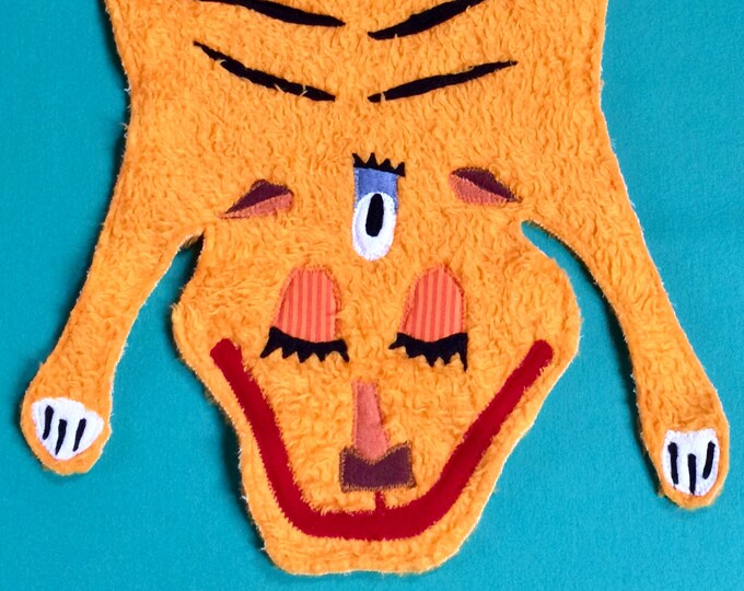 Tiger Rug Upcycled Wall Decor Tiger Wall Hanging Patchwork Etsy