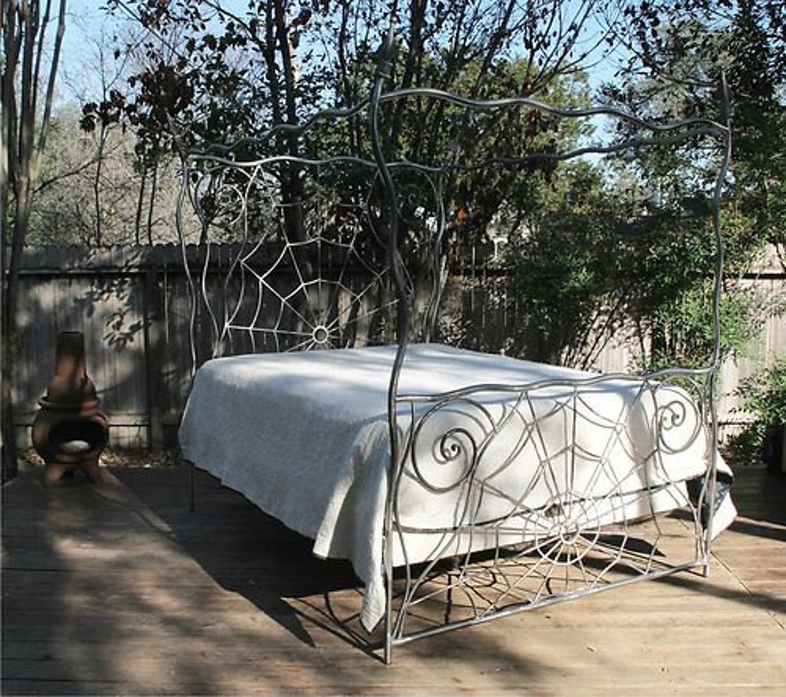 Iron Bed Canopy Queen Sizewrought Iron Bed Gothic Etsy