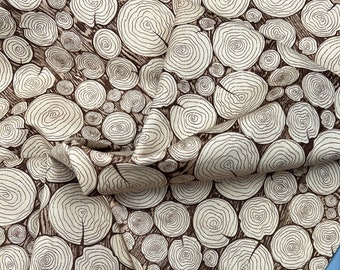 Stoff Baumwolle Holzscheiben beige braun | Webware 112 cm breit | Patchwork Quilting | Riley Camp a lot