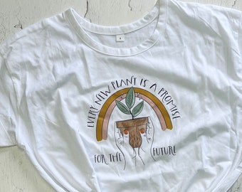 Damen T-Shirt XL + S weiß | mit Bügelbild Avocado Plant Peace Hände | Kurzarm | Cherry Picking Kollektion
