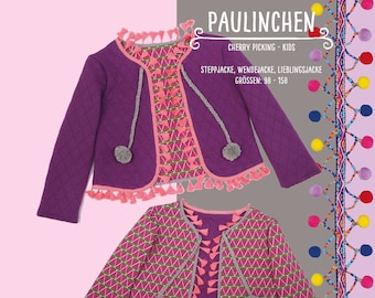 Schnittmuster | Jacke Kinder Gr. 98-158 | 2-12 Jahre | Wendejacke Steppjacke | kurze Jacke |  Papierschnitt + Anleitung | Paulinchen