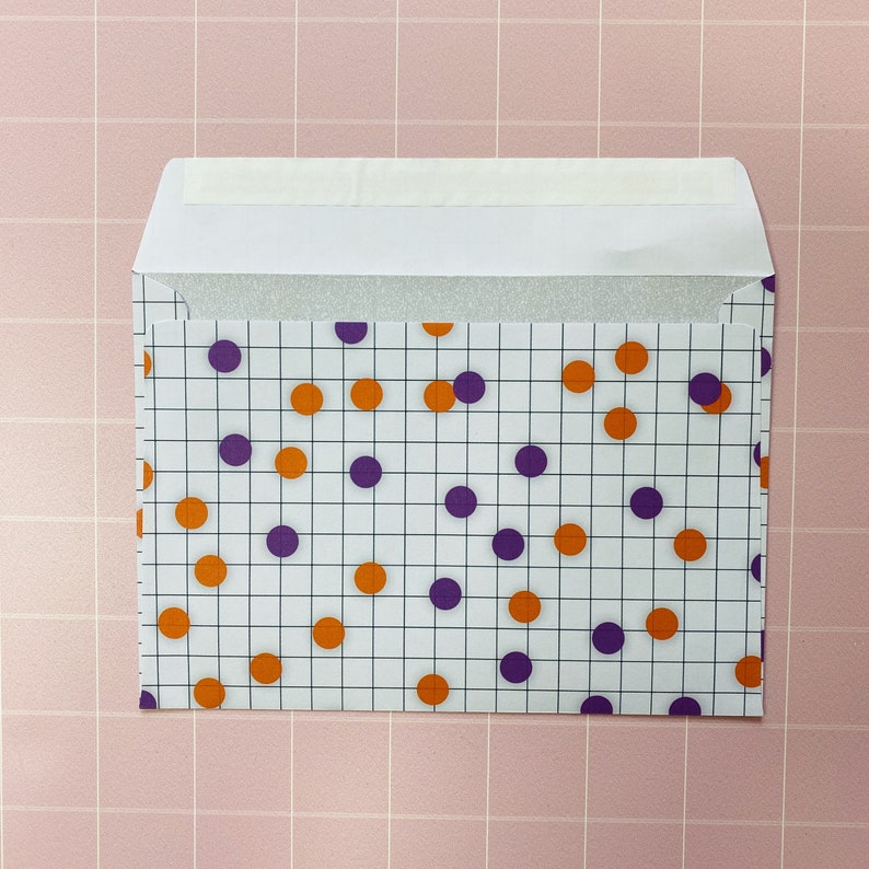 Kuverts C6 Muster bunt Punkte Karo lila orange selbstklebend 10er 25er Set ohne Fenster Briefumschlag Muster Bild 5