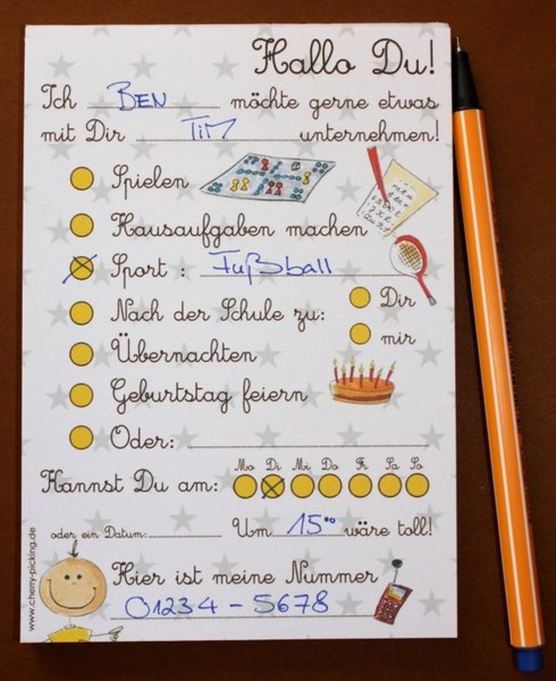 Schulblock für Verabredungen Grundschule Hallo Du A6 Notizblock Kinder Geschenk erste Klasse Schultüte Schulanfang image 5