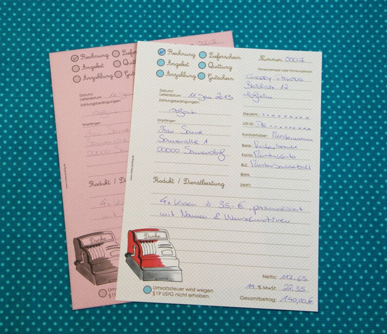 Block Invoices receipts Receipt Block Invoice Block Etsy