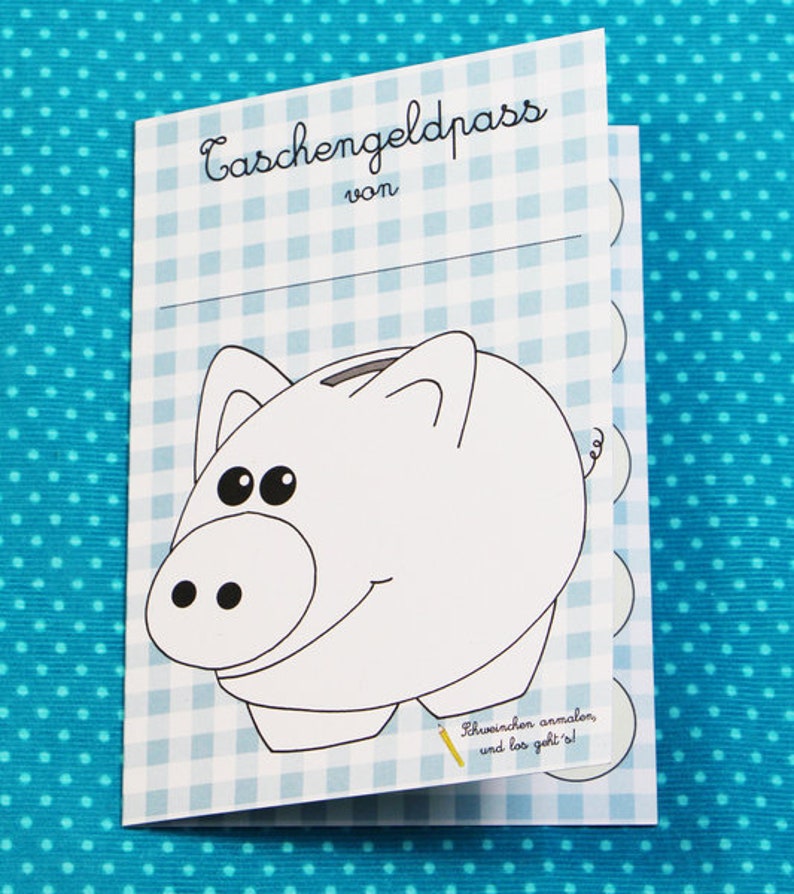 Pass Taschengeld Hülle Sticker Sparschwein Taschengeld-Pass Sparplan Taschengeldheft Sammelkarte Einschulung Schultüte Schulanfang Bild 6