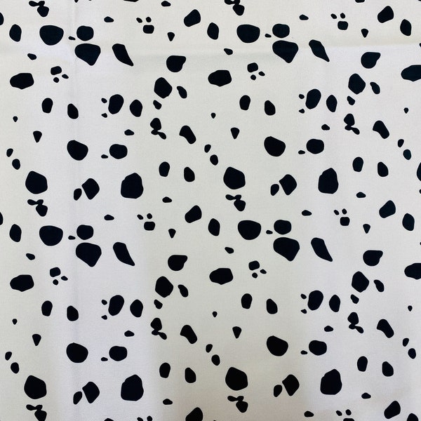 Baumwoll-Canvas Dalmatiner Tupfen weiß schwarz | Dekostoff Taschenstoff Kissen Tischläufer Kosmetikbeutel nähen | Hundefell-Optik