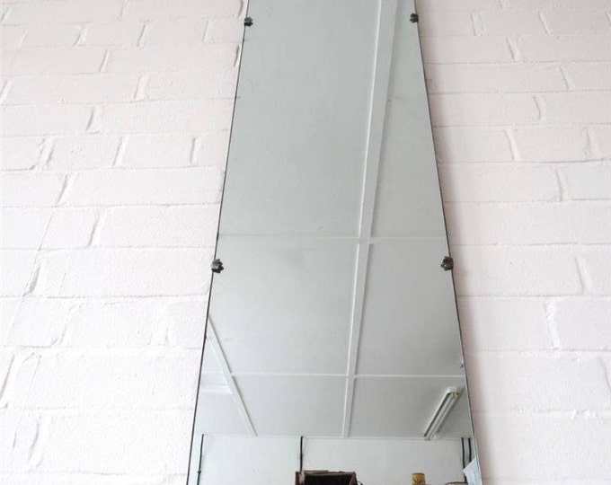 Vintage Large Bevelled Edge Wall Mirror Art Deco Tall Bevel Edge Mirror
